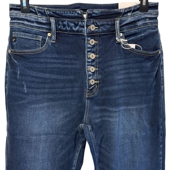 Kancan High Rise Curvy Dark Wash Button Fly Flare NWT - Picture 13 of 16